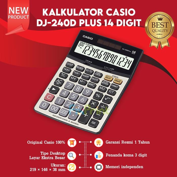 

CALCULATOR DJ-240D CASIO PLUS 14 DIGIT CHECK & CORRECT KALKULATOR NEW
