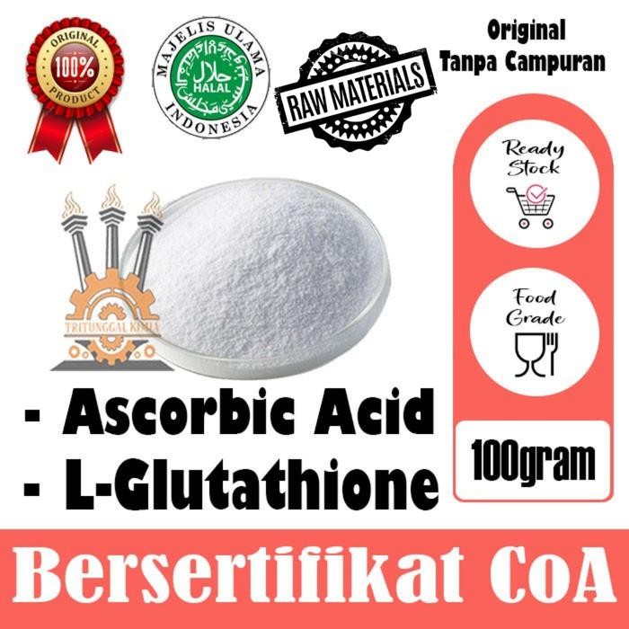 Ascorbic Acid Powder Bubuk Murni L-Glutathione Pemutih Glutation 100Gr