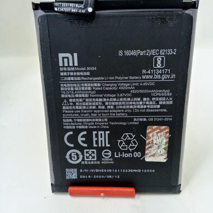 BATERAI XIAO MI BN52 BN54 REDMI 9/NOTE 9/NOTE 9 PRO/NOTE 10 PRO ORI 1