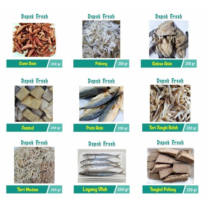 

3YC3 Ikan Asin Gabus / Teri Medan / Jambal / Cumi / Pakang / Peda / Jengki