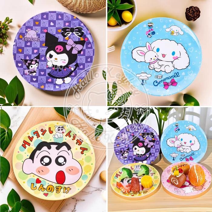 piring makan kue snack melamin kuromi cinnamoroll crayon shin chan