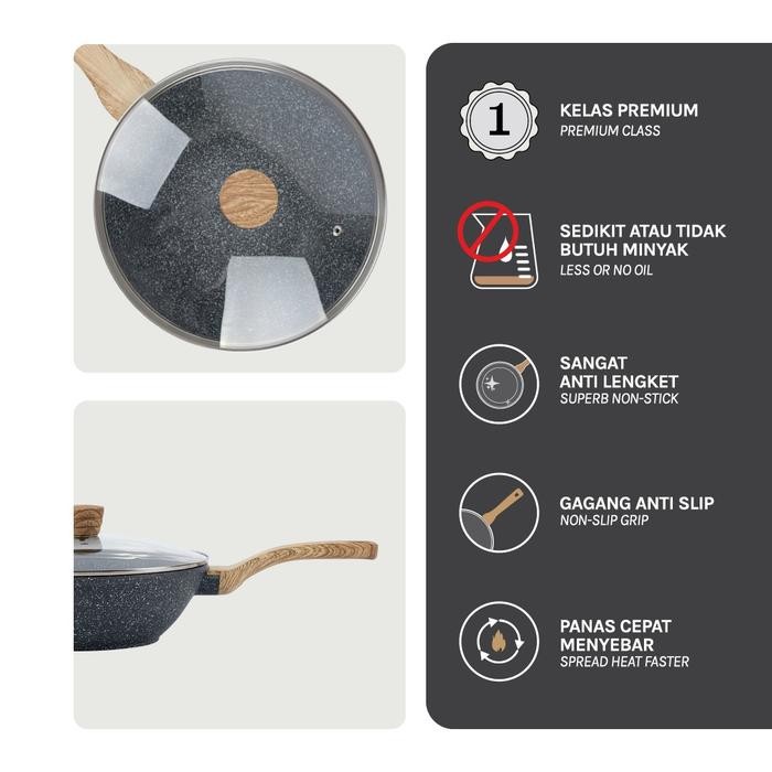 Debellin Grey Granite Asian Wok Pan 28 Cm