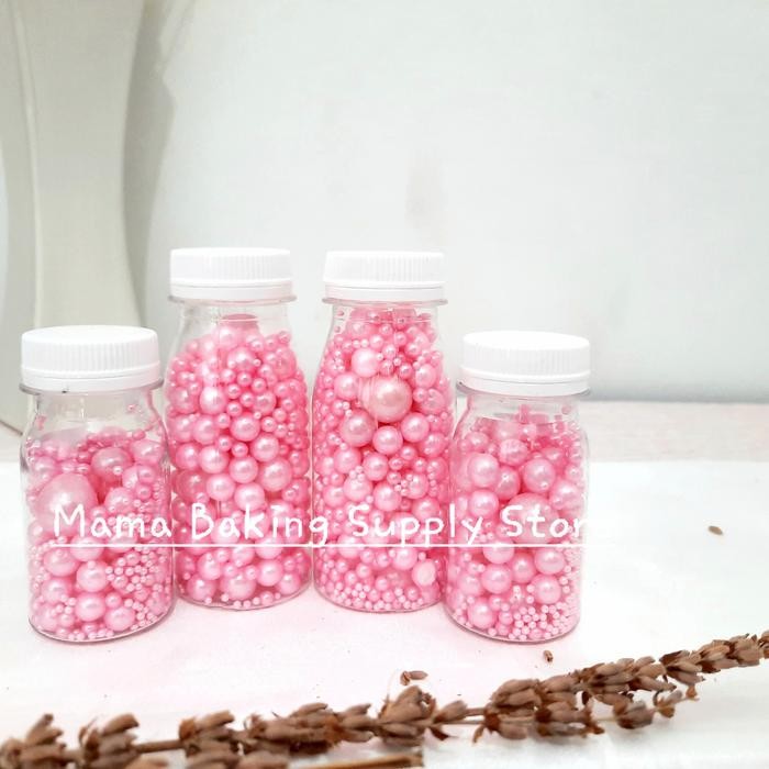 

Edible Sprinkle MIX PEARL PINK Mutiara Merah Muda Topping Decor -+100g