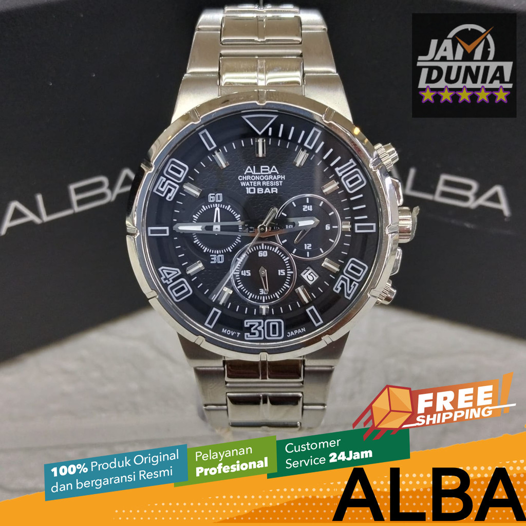 JAM TANGAN PRIA ALBA CHRONOGRAPH ORIGINAL ALBA JAM ALBA CHRONO STAINLESS STEEL ALBA AT3D91 AT3D ALBA