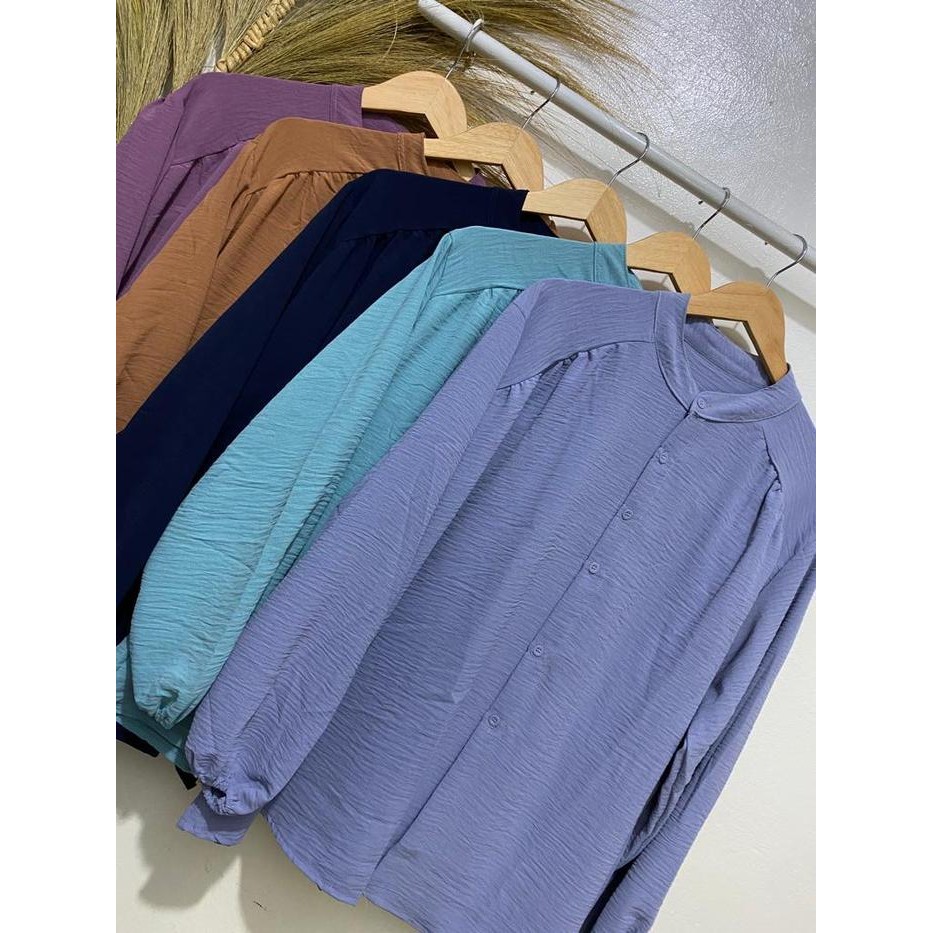 (Allthebest) Keishop- Alina Blouse Crincle Wanita Crinkle Atasan Fit Panjang Baju