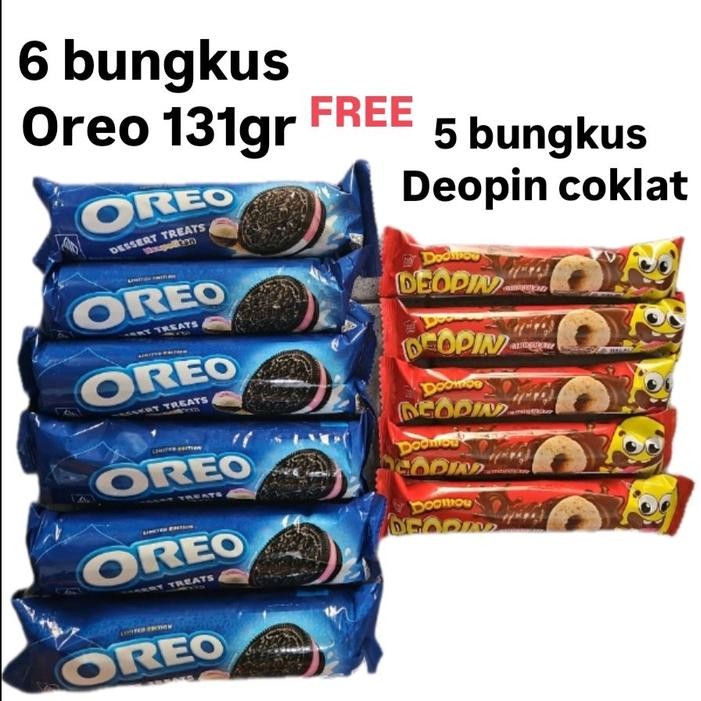 

OREO DESSERT TREATS 131GR6BUNGKUS FREE DEOPIN COKLAT 5 PCS