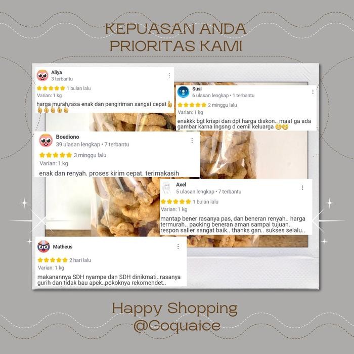 

KERIPIK USUS AYAM CRISPY / GURIH 1 KG - SNACK DAN MAKANAN HALAL - ORIGINAL