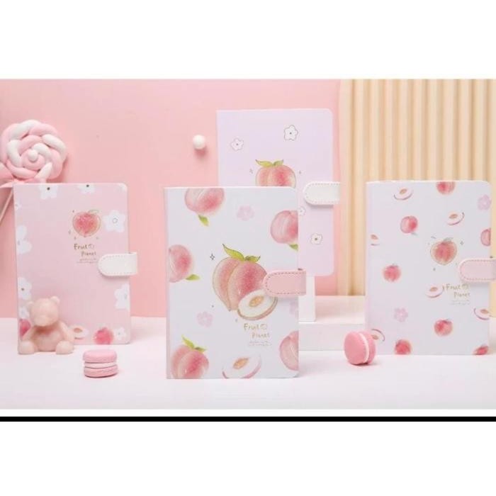 

Notebook Buku Catatan Harian Kekinian Peach Agenda Kunci Magnet Garis