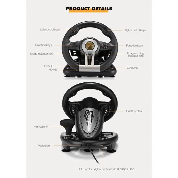 Pxn Pxn-V3 Pro 180 Derajat Kemudi Balap Kompatibel Dengan Pc Ps3 Ps4 Dan Xbox One Gamepad Controller