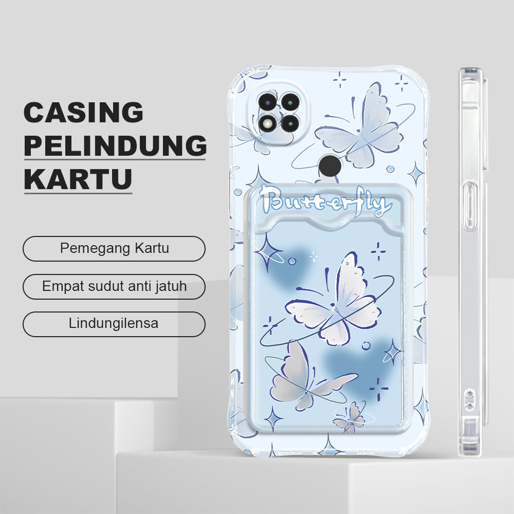Casing Hp Untuk Xiaomi Redmi 9C 10A Anti Jatuh Tempat Kartu Cassing Card Holder Softcase Butterfly 1
