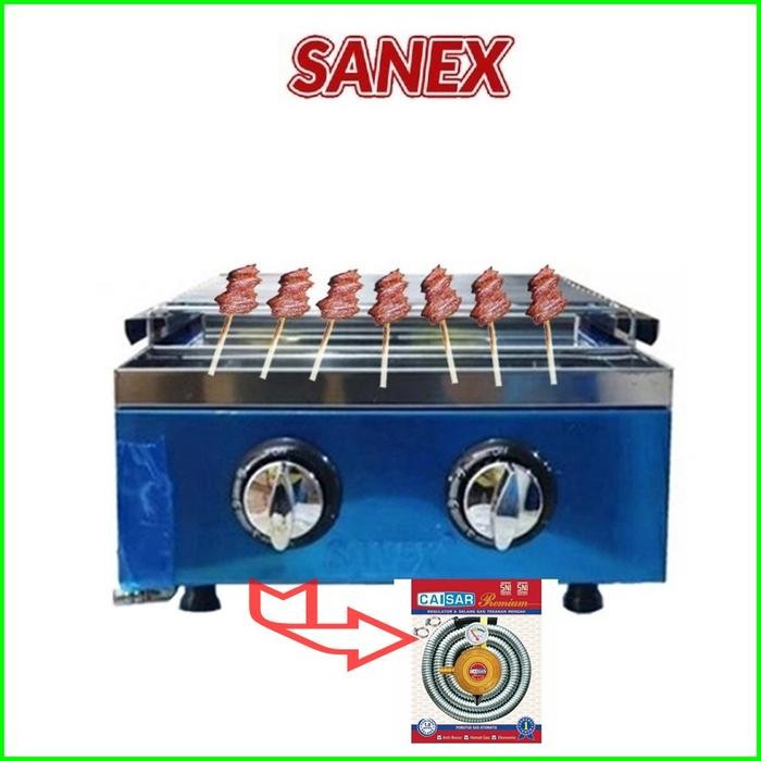 Paket Selang Gas Sni+Kompor Sanex Panggangan Sosis Kompor 2 Tungku