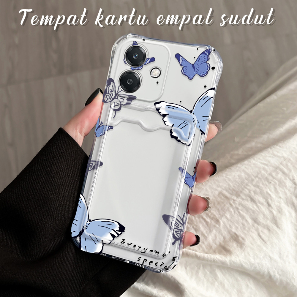 Casing Hp Untuk OPPO A3S A12E Anti Jatuh Tempat Kartu Soft Cassing Card Holder Softcase Butterfly Fl