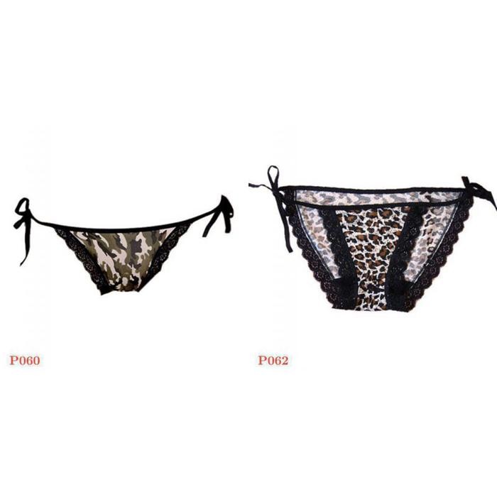 NEW P060 Celana Dalam Wanita CD Cewek Sexy Panties Thong Motif Kamuflase Macan Tutul Ikat Samping