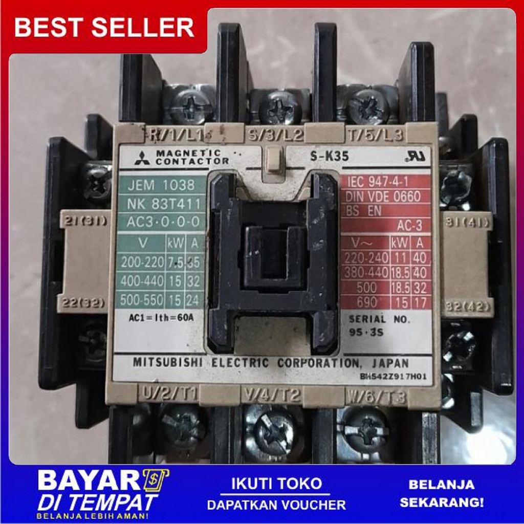 FREE ONGKIR KONTAKTOR MITSUBISHI SK35 ITH 60A 220V BISA COD