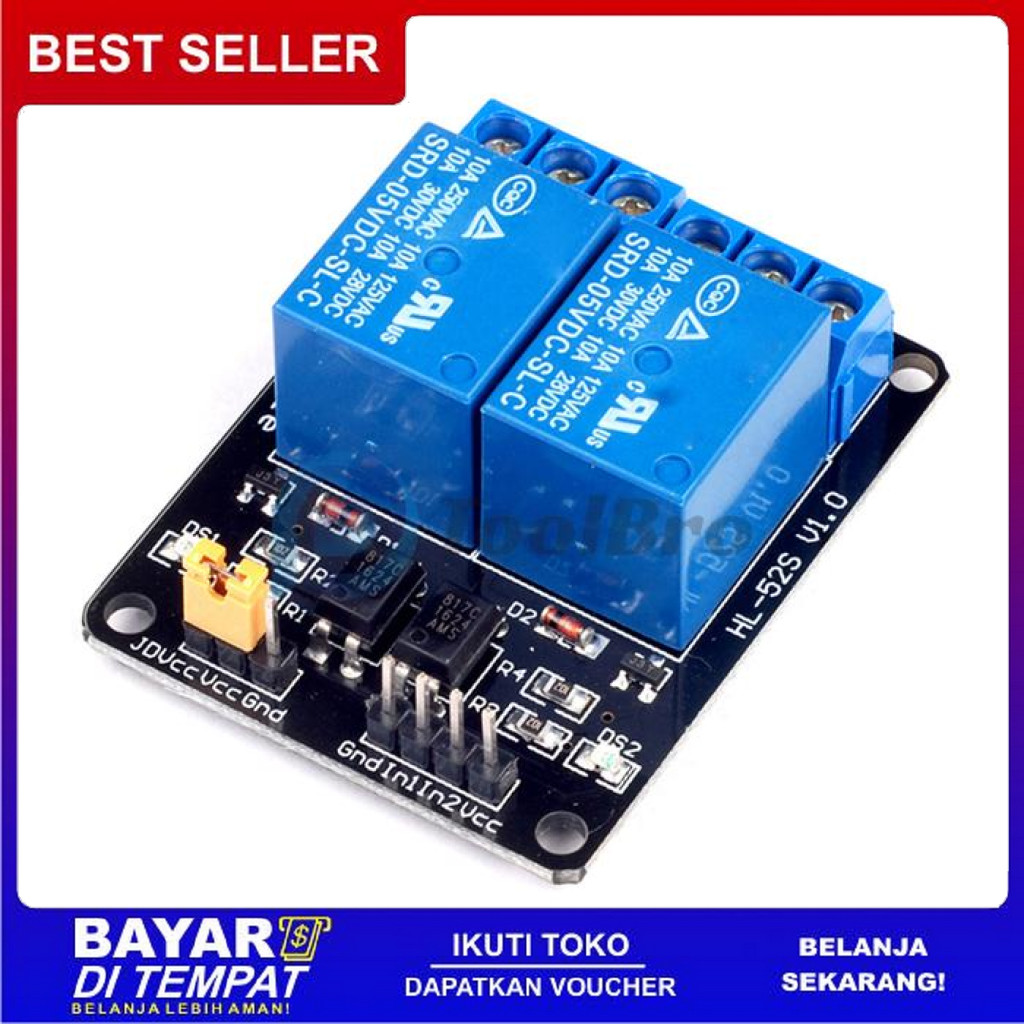 FREE ONGKIR DC 3V 5V 24V 2 CHANNEL RELAY MODULE WITH OPTOCOUPLER RELAY OUTPUT 2 WAY RELAY MODULE FOR