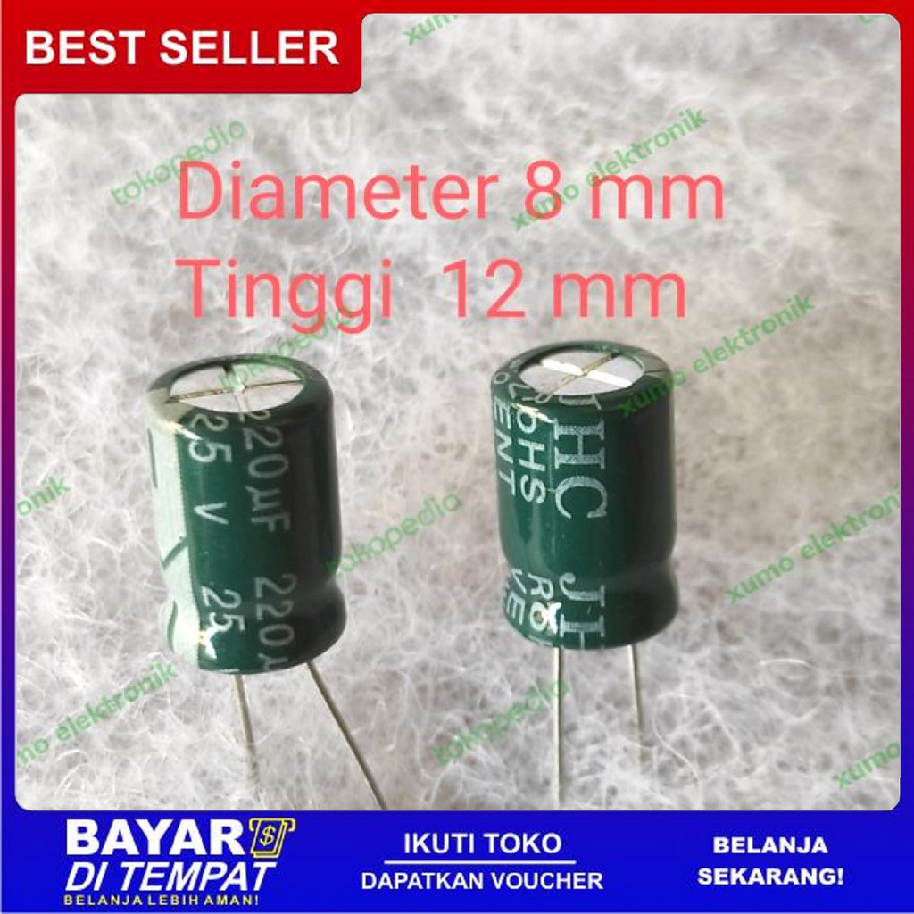 FREE ONGKIR 1000 PCS ELCO 220UF 25V ELKO CAPACITOR KAPASITOR 220 UF 25 V BISA COD