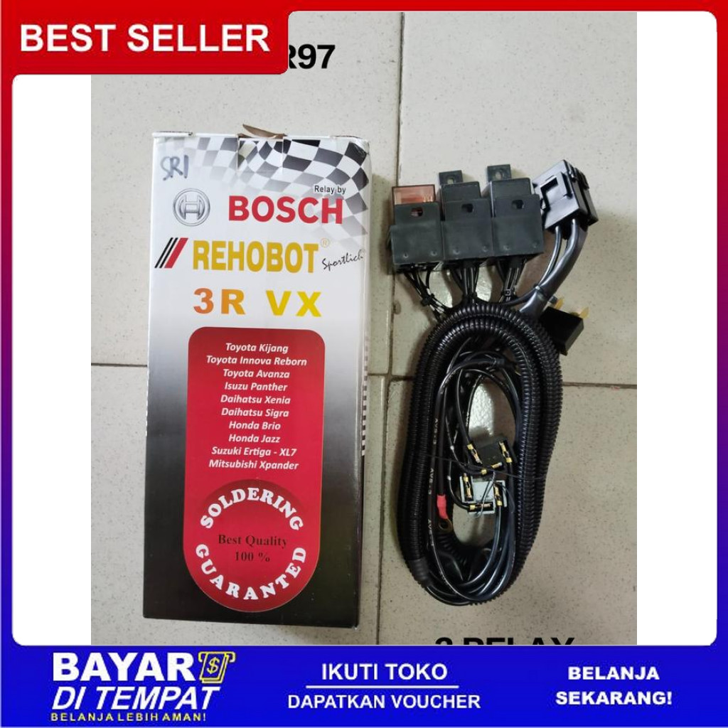 FREE ONGKIR KABEL RELAY RELLAY RALLY SET LAMPU HEAD LAMP H4 BOSCH REHOBOT BISA COD