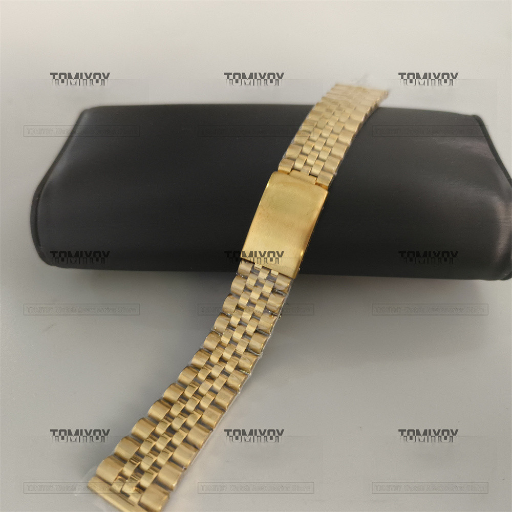 IMPORT 18MM 19MM 20MM SILVER 2 TONE GOLD JUBILEE STAINLESS STEEL FLAT END WATCH STRAP BAND BRACELET