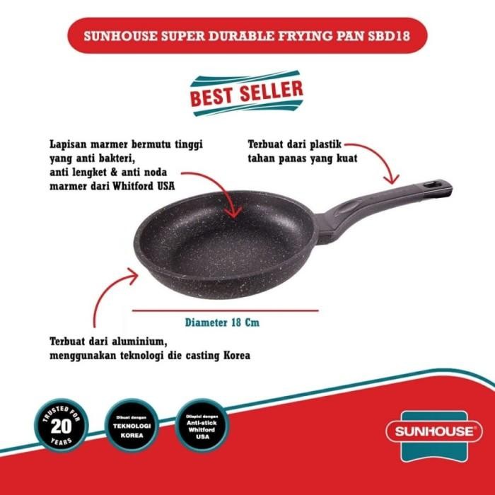 Sunhouse 24 - 26 - 28 Cm Wajan Marble Frypan Wajan Anti Lengket Hitam