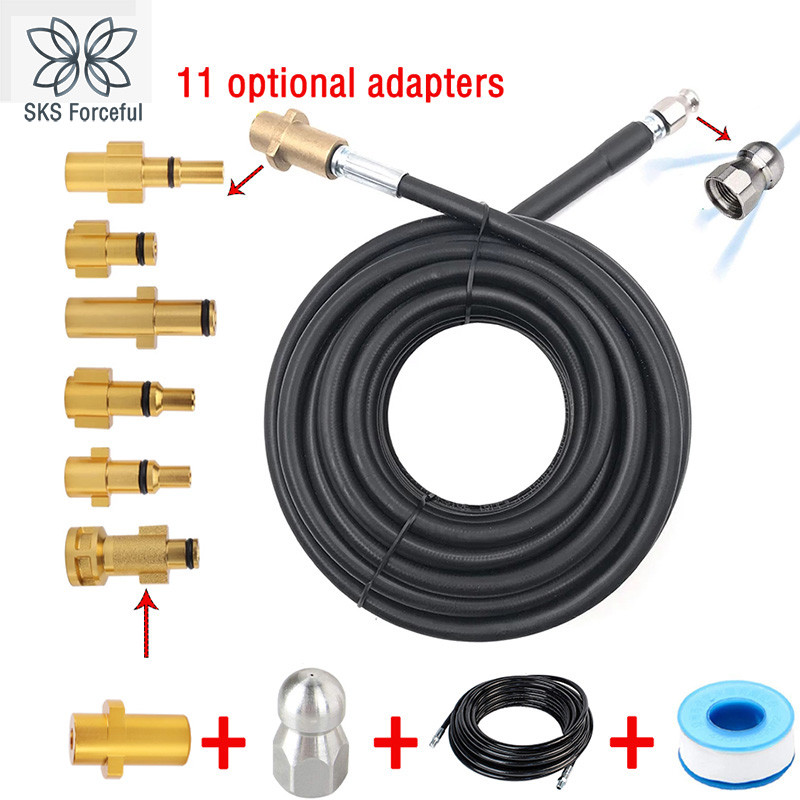 Pressure Washer Sewer Drain Hose Customizable Length Cleaning Nozzle Hose Pipe Cleaner Kit  For Karc