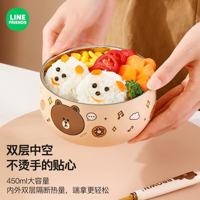 Mangkok/Mangkuk Bowl Line Friends Stainless Steel 316 Licensed