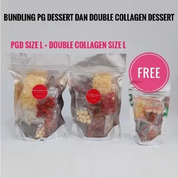 

Bundling Paket Peach Gum Dessert size L dan Double Collagen Dessert size L Free 1 pack seperti gbr