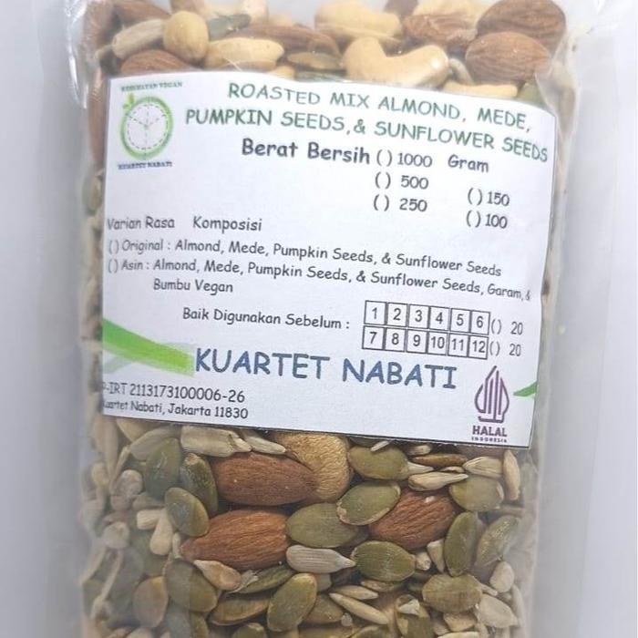 

1000gr Kuartet Nabati Roasted MIX Almond - Mede - Pumpkin Seeds - Sunflower Seeds Oven - Matang