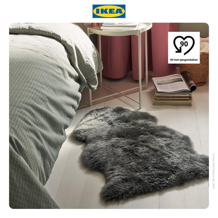 NEW IKEA ULLERSLEV Karpet Kulit Domba Serbauguna Abu Muda 85cm
