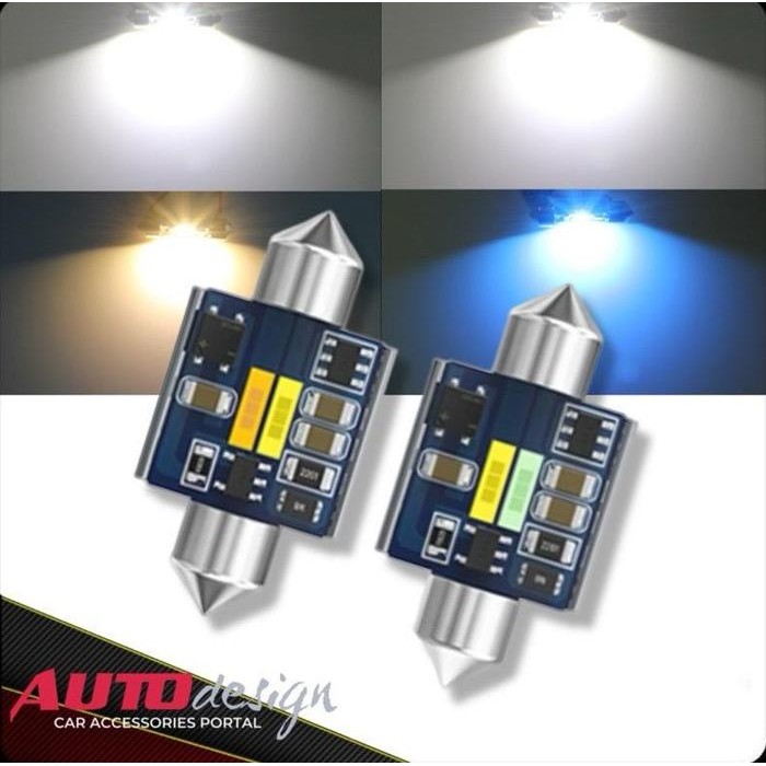 Lampu LED Plafon Kabin Mobil Festoon C5W Dua Warna Chip CSP 1860 Cnbus