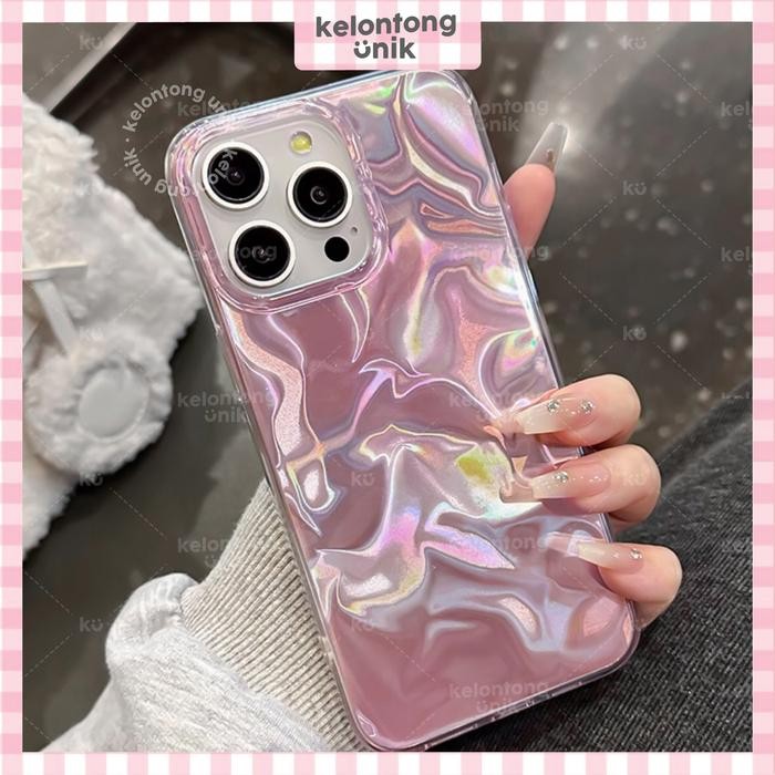 ID'' KELONTONG UNIK GLENNA CLASSY PINK OMBRE HOLOGRAM CASE - HARDCASE/ CASING HP FOR IPHONE X XS XR