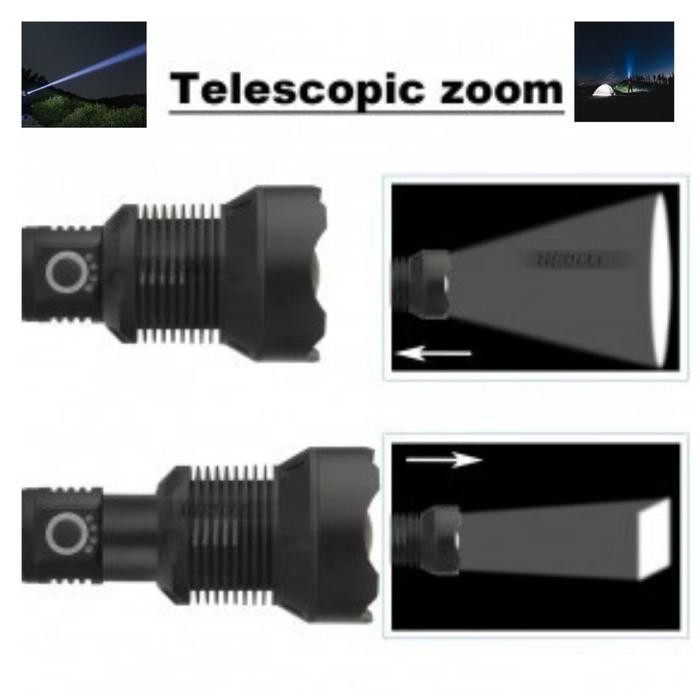 Lampu Senter Led Usb Long Range Xhp702 Zoom 90000 Lumens Hs313 111107