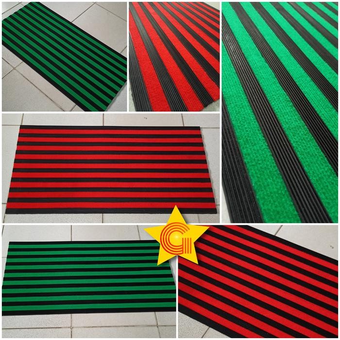 Karpet Keset Karet Motif Bludru Garis Mewah 100X50Cm 11Mm Anti Slip