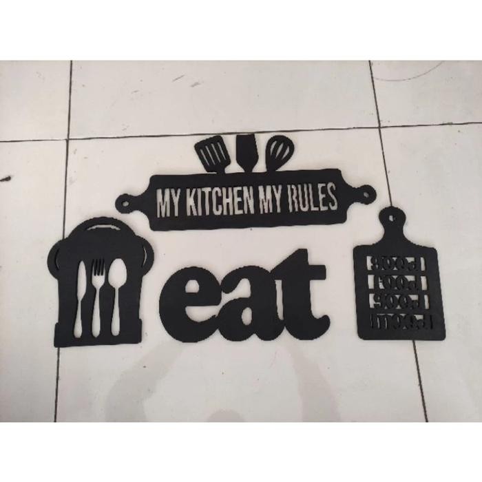 (Allthebest) Hiasan Dinding Hiasan Dapur Kayu Plywood 5mm Pajangan warna Pink / Gold / Hitam