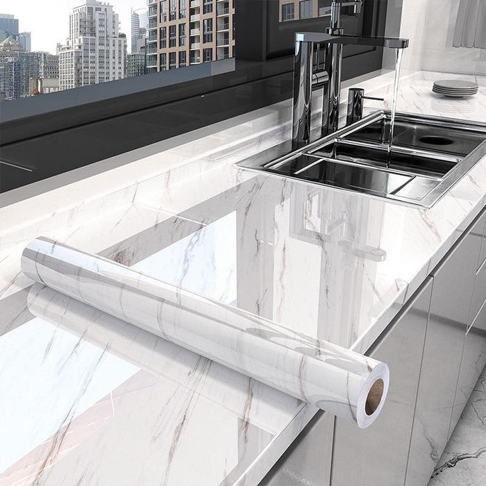 (Allthebest) 1 roll besar - ( BISA COD ) Wallpaper Dapur Stiker Dinding Dapur Meja Lemari Kayu Anti