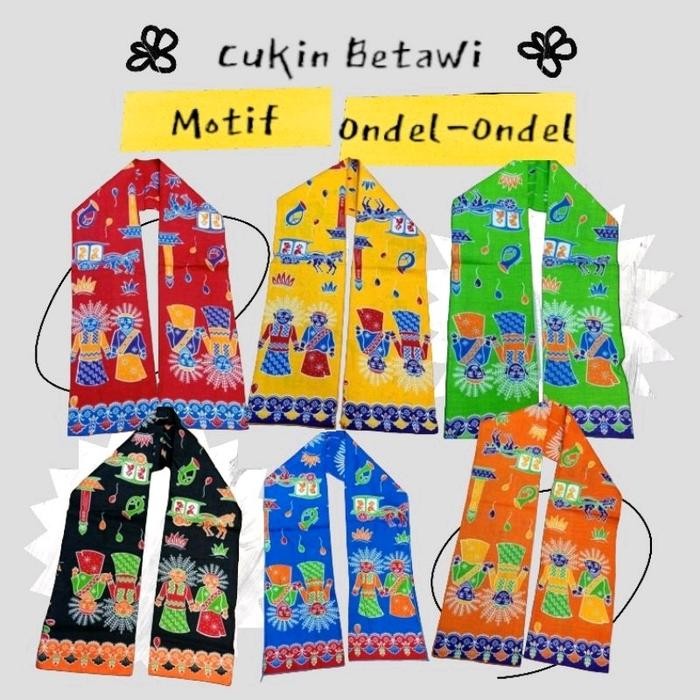 Scraf syal selendang cukin ondel betawi cukin ondel untuk anak sampai dewasa Kuning Hitam Merah