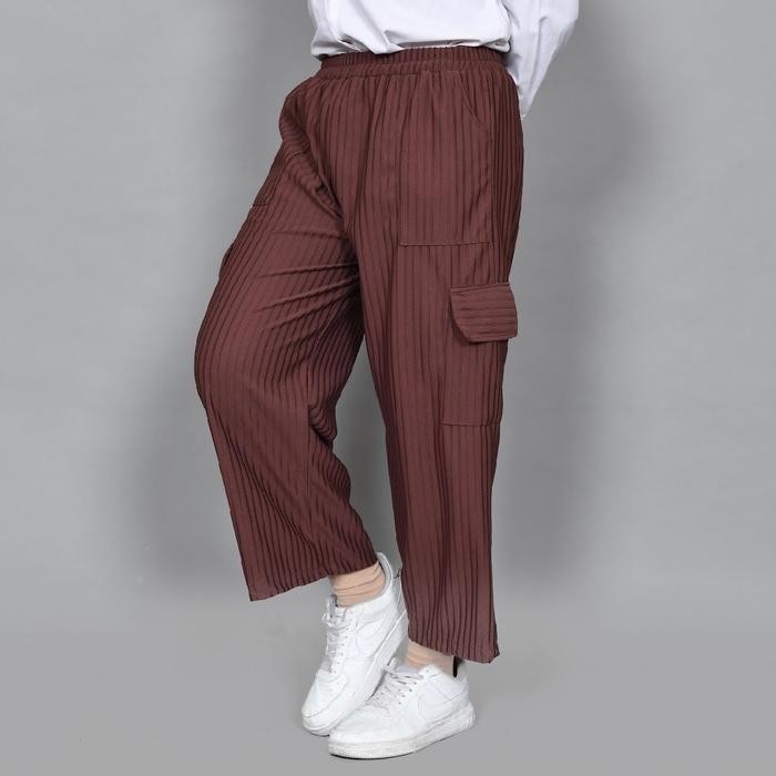 Ziela Celana Kargo Wanita Bahan Knit Ukuran Jumbo Dan Standar *