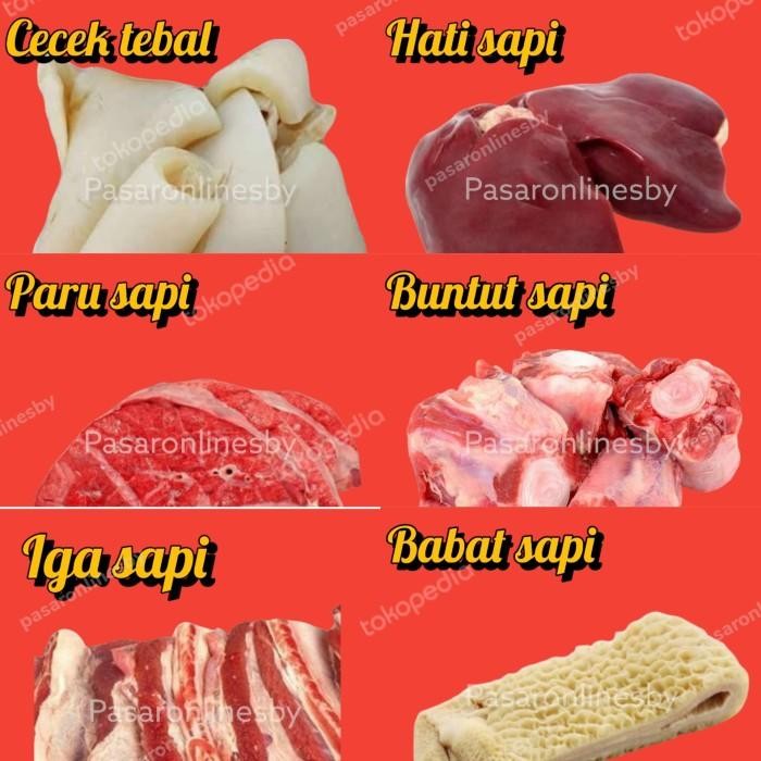 

(Allthebest) PASAR GUBENG - Daging babat sapi/Paru/Hati/Buntut/Iga/kikil Sapi segar