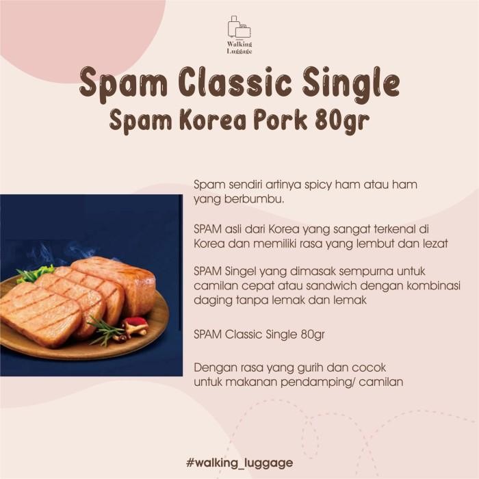

(Allthebest) SPAM Classic Single Korea Pork 80grSPAM Daging Babi Korea