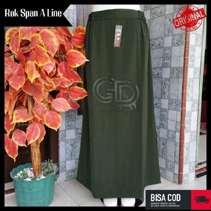 ASLI ROK SPAN A LINE ARMY (Rok kerja wanita panjang hijau army) READY STOCK