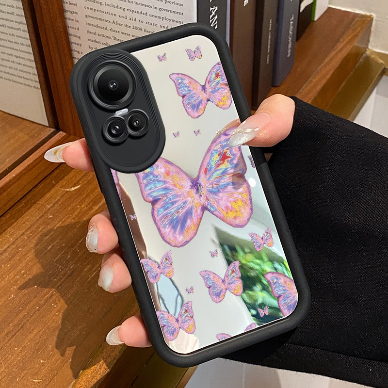 Casing Hp OPPO Reno 10 5G OPPO Reno 10 Pro 5G Case Cesing warna-warni ungu kupu-kupu Silikon HP Kasi
