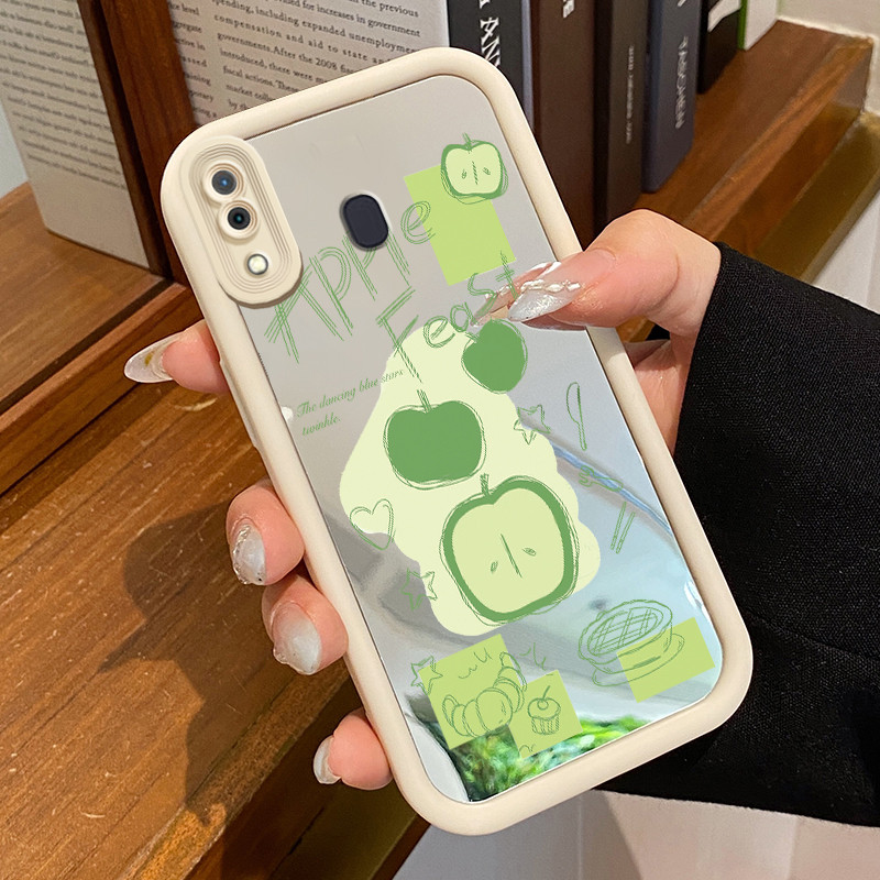 Casing Hp Samsung Galaxy A30 A20 M10s Case Cesing ponsel cermin Silikon HP Kasing Apple hijau Softca