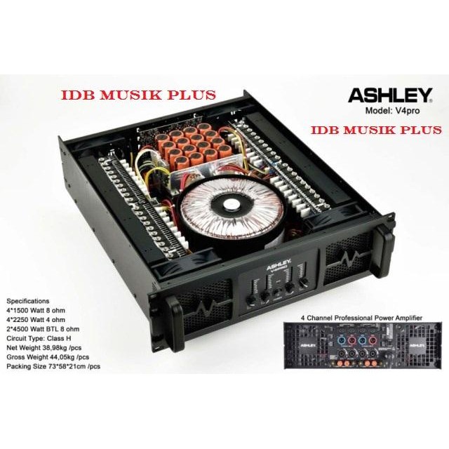 Power Amplifier 4 Channel Ashley V4Pro V 4Pro V 4 Pro Original Ashley