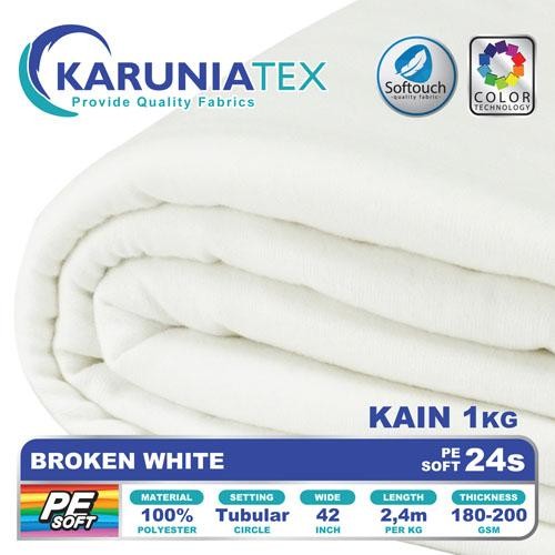 

KAIN KAOS PE SOFT 24S KILOAN BROKEN WHITE KARUNIA TEXTILE KODE 141