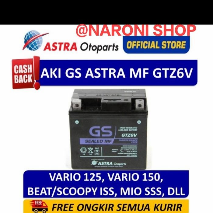 Langsung Kirim ! Aki GS VARIO 125 / 150 GTZ6V GS ASTRA ORIGINAL