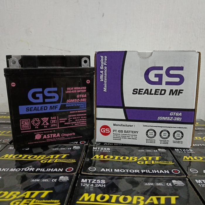Langsung Kirim  aki/baterai kering gs astra gt6a supra, mio sporty