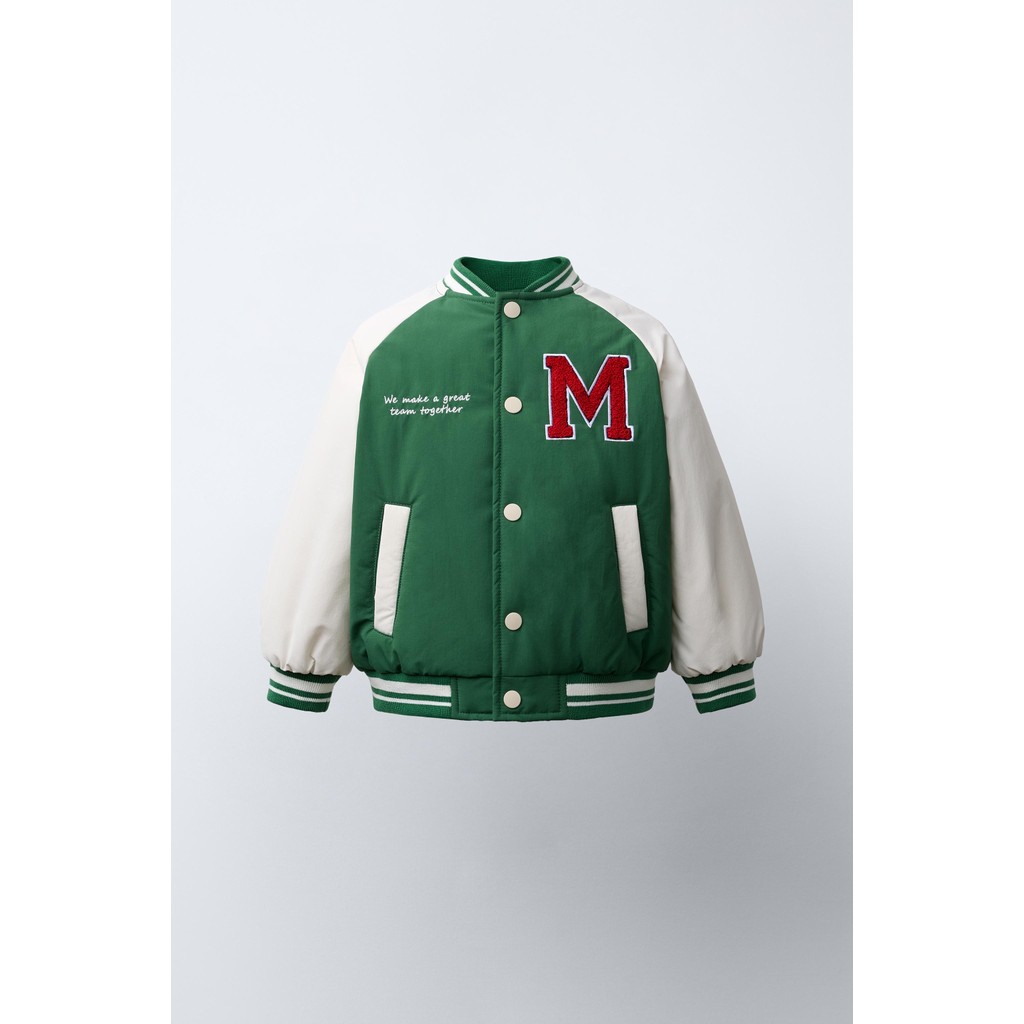 ZARA JAKET BOMBER VARSITY BORDIRAN