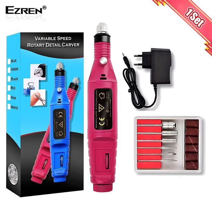 Boosch Ryu - Ezren Ez-2022 Mesin Mini Grinder Grafir Bor Potong Ukir Kuku (Pink)