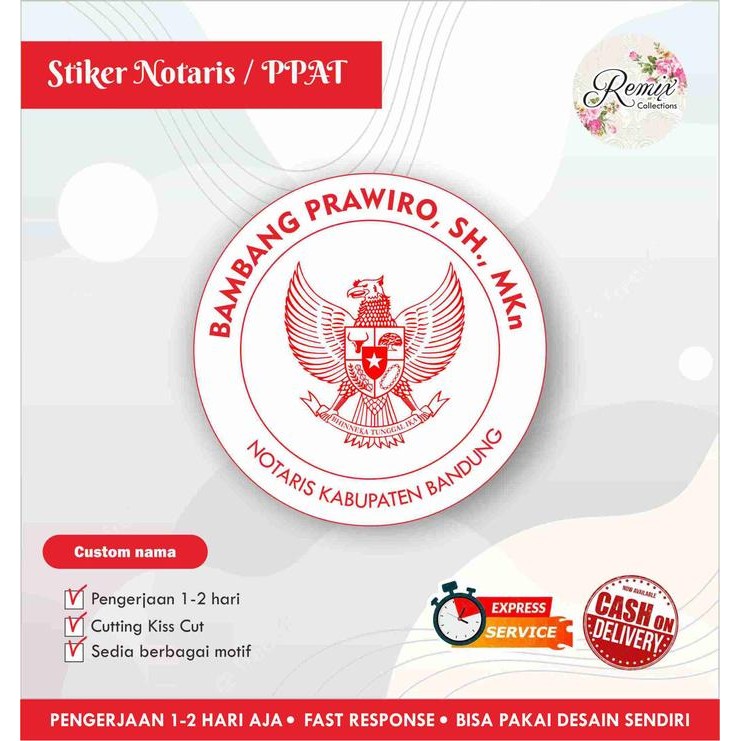 

[170 pcs] Stiker Notaris / PPAT / Label cromo bulat