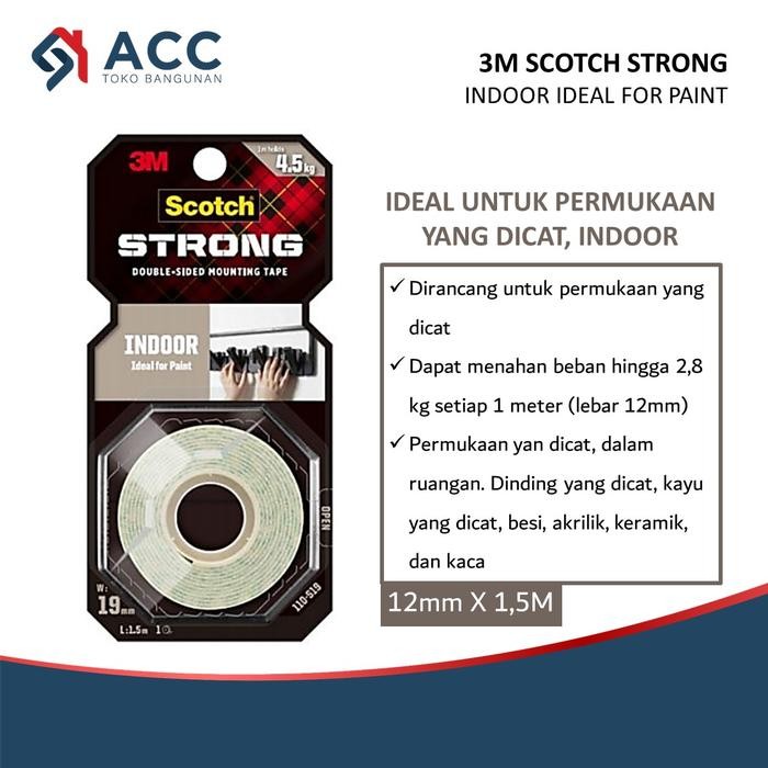

3M SCOTCH STRONG INDOOR Double Tape Sided Mounting 12mm x 1.5 Meter