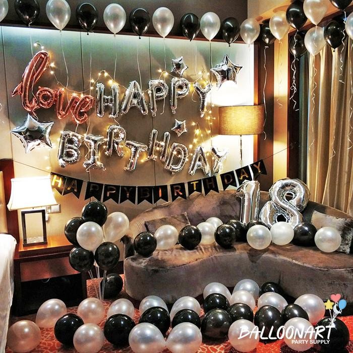 

Terlaris HAPPY BIRTHDAY LOVE PINK SILVER BLACK DEKORASI/BALON FOIL LOVE SALE